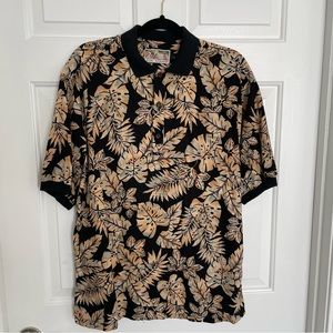 Vintage Tori Richard Large Polo Shirt With Leaves Print Multicolor 1/4 B…